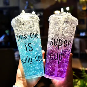 Crushed Ice Cup Creative Summer Ice Cup Portable Cute Straw Water Bottle
