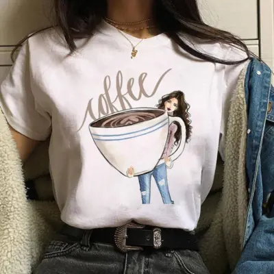 Women Cartoon Girl Printed Short-Sleeved T-Shirt Urban Wind Modal