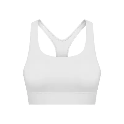 Women Solid Color Yoga Sports Bra with Rear Three-Row Buckle and Shockproof Design