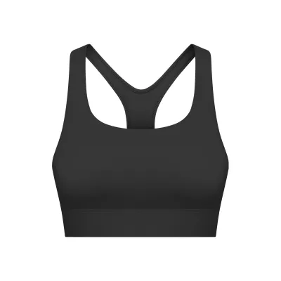 Women Solid Color Yoga Sports Bra with Rear Three-Row Buckle and Shockproof Design