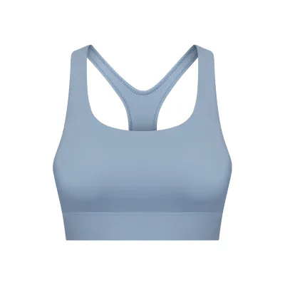 Women Solid Color Yoga Sports Bra with Rear Three-Row Buckle and Shockproof Design