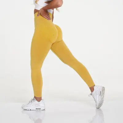 Women High Waist Yoga Leggings Solid Color Sports Pants