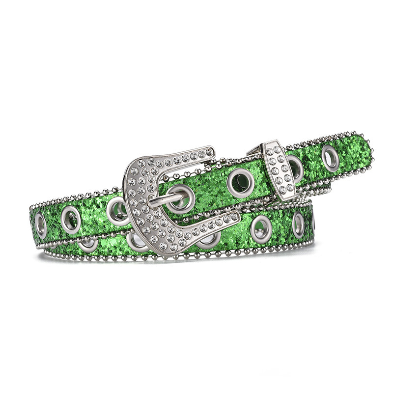 JIARY Green,100CM/39.4'',Rhinestone Belts for Women,Punk