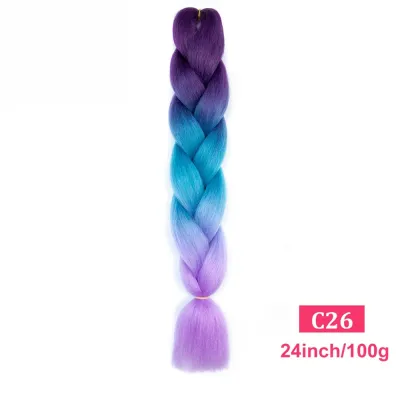24Inch Multicolor Jumbo Crochet Braid Wig Long Horsetail Beauty Wig Simple High Temperature Wire