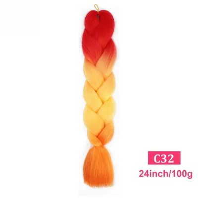 24Inch Multicolor Jumbo Crochet Braid Wig Long Horsetail Beauty Wig Simple High Temperature Wire