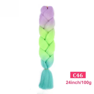 24Inch Multicolor Jumbo Crochet Braid Wig Long Horsetail Beauty Wig Simple High Temperature Wire