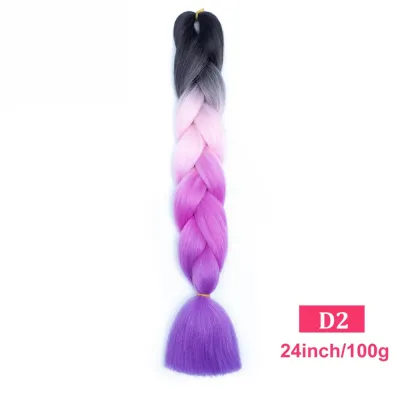 24Inch Multicolor Jumbo Crochet Braid Wig Long Horsetail Beauty Wig Simple High Temperature Wire