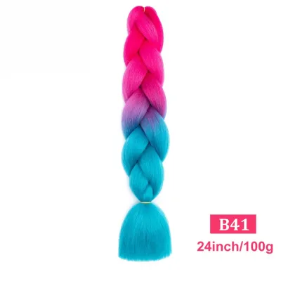 24Inch Multicolor Jumbo Crochet Braid Wig Long Horsetail Beauty Wig Simple High Temperature Wire