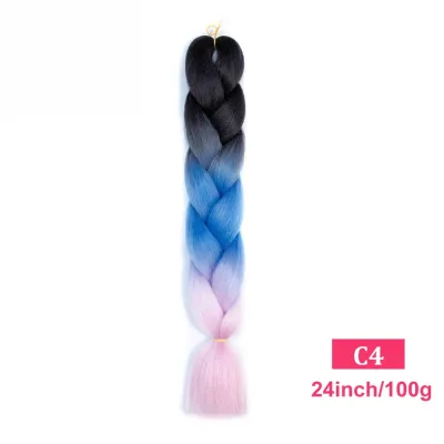 24Inch Multicolor Jumbo Crochet Braid Wig Long Horsetail Beauty Wig Simple High Temperature Wire