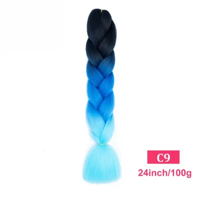 24Inch Multicolor Jumbo Crochet Braid Wig Long Horsetail Beauty Wig Simple High Temperature Wire