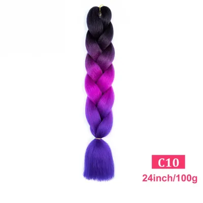 24Inch Multicolor Jumbo Crochet Braid Wig Long Horsetail Beauty Wig Simple High Temperature Wire