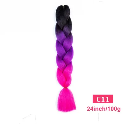 24Inch Multicolor Jumbo Crochet Braid Wig Long Horsetail Beauty Wig Simple High Temperature Wire