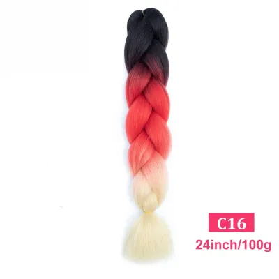 24Inch Multicolor Jumbo Crochet Braid Wig Long Horsetail Beauty Wig Simple High Temperature Wire