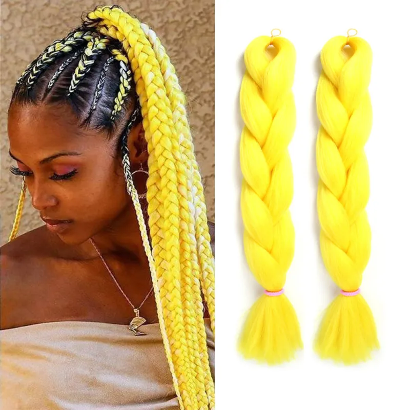 24Inch Multicolor Jumbo Crochet Braid Wig Long Horsetail Beauty Wig Simple High Temperature Wire