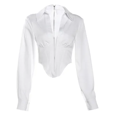 Women Fashion Sexy V-Neck Hollow Lar Long Sleeve Blouse