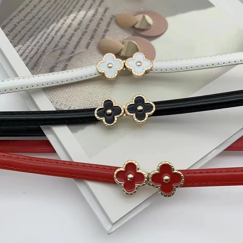 Elegant Simple Women Four-Leaf Clover Buckle Waist Decorative Dress Belt