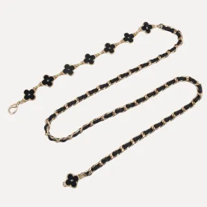 Fashion Women Metal Four-Leaf Clover Waist Chain Dress Belt 105cm