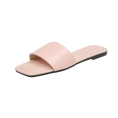 Women Fashion Casual Plus Size Square Toe Flat Slippers