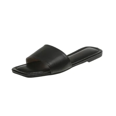 Women Fashion Casual Plus Size Square Toe Flat Slippers
