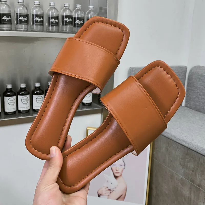 Women Fashion Casual Plus Size Square Toe Flat Slippers