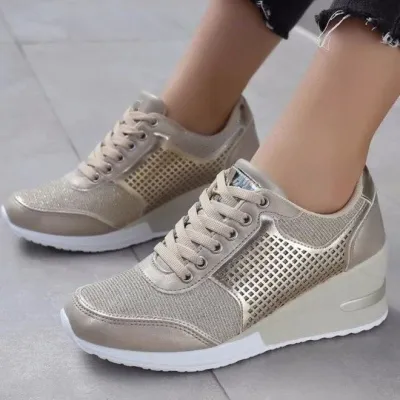 Women Plus Size Casual Leopard Breathable Thick-Soled Sneakers Slip On