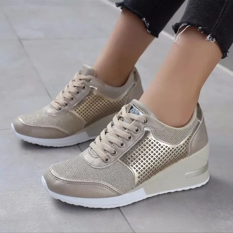 Women Plus Size Casual Leopard Breathable Thick-Soled Sneakers Slip On