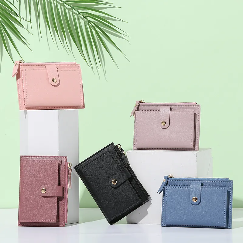 Women Fashion PU Leather Square Zipper Wallet Solid Color Urban Simplicity