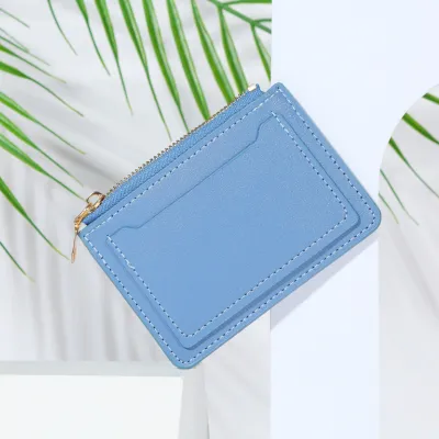 Women Fashion Simple Solid Color PU Zippered Wallet