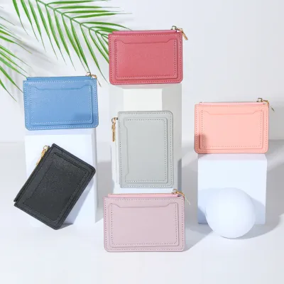 Women Fashion Simple Solid Color PU Zipper Wallet