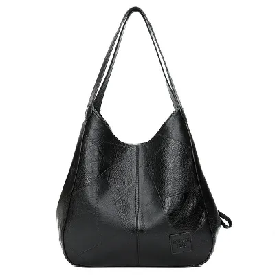 Women Vintage Simple Large Capacity PU Tote Shoulder Bag