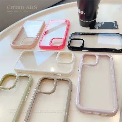 Women Fashion Cream Transparent Acrylic Apple Phone Case