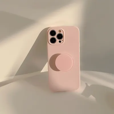 Women Fashionable Simple Solid Color Apple Phone Case with Bracket