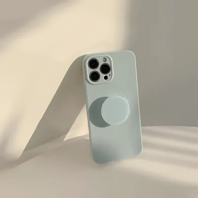 Women Fashionable Simple Solid Color Apple Phone Case with Bracket