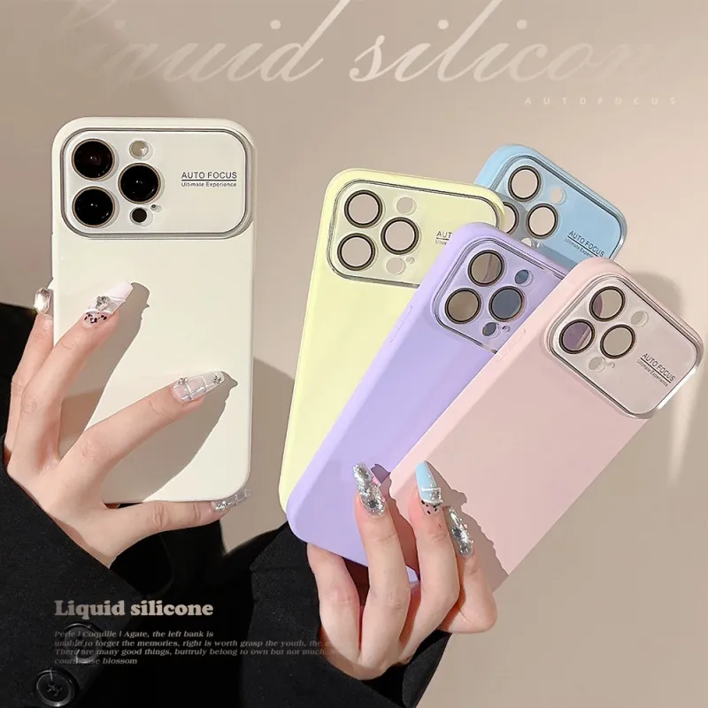 Women Simple Solid Color Silicone Apple Phone Case