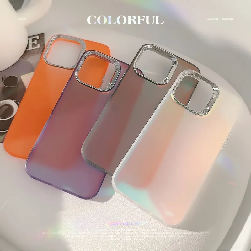 Neutral Simple Laser Gradient Colorful Electroplated Frosted Apple Phone Case