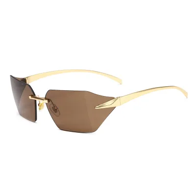 Women Fashion Simple Bending Frameless Sunglasses