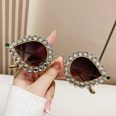 Women Y2K Rhinestone Peacock Sunglasses Fashion Commuter