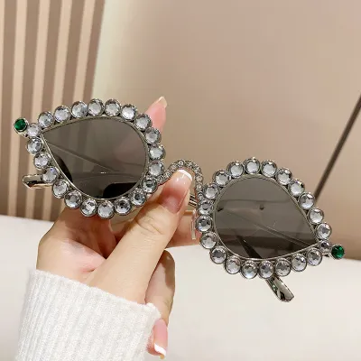 Women Y2K Rhinestone Peacock Sunglasses Fashion Commuter