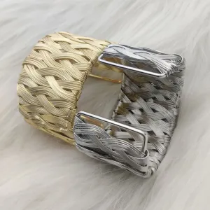 Women Fashion Exaggerated Wide Woven Open Bangle Bracelet