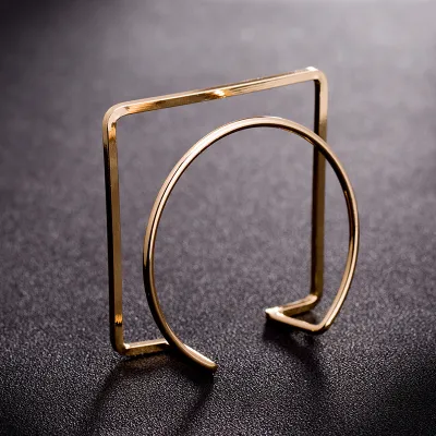 Women's Fashion Exaggerated Geometric Round Triangle Copper Bracelet