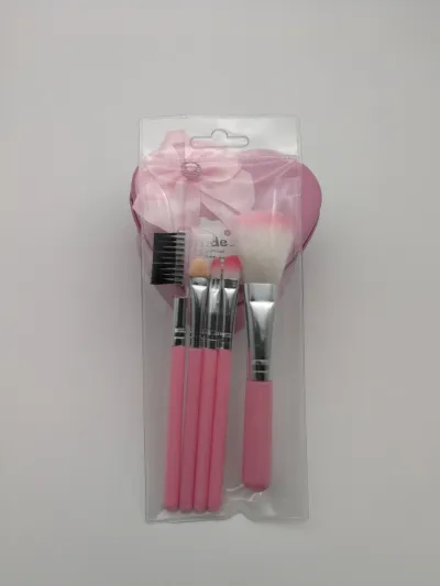 Women Simple Portable Blush Eye Shadow Makeup Brush Set - 5 Sticks with Corrugated Silk Nylon Wool Bristles