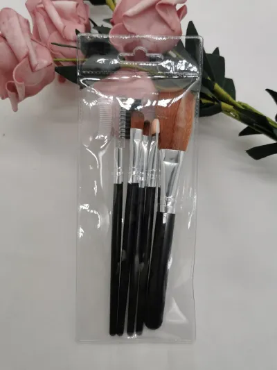 Women Simple Portable Blush Eye Shadow Makeup Brush Set - 5 Sticks with Corrugated Silk Nylon Wool Bristles