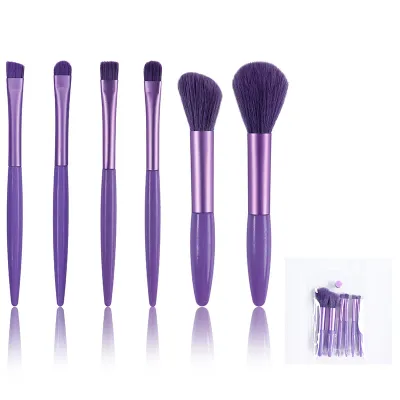 Women Simple Portable 6 Soft Hair Eyeshadow Blush Beauty Makeup Tools Brush Set