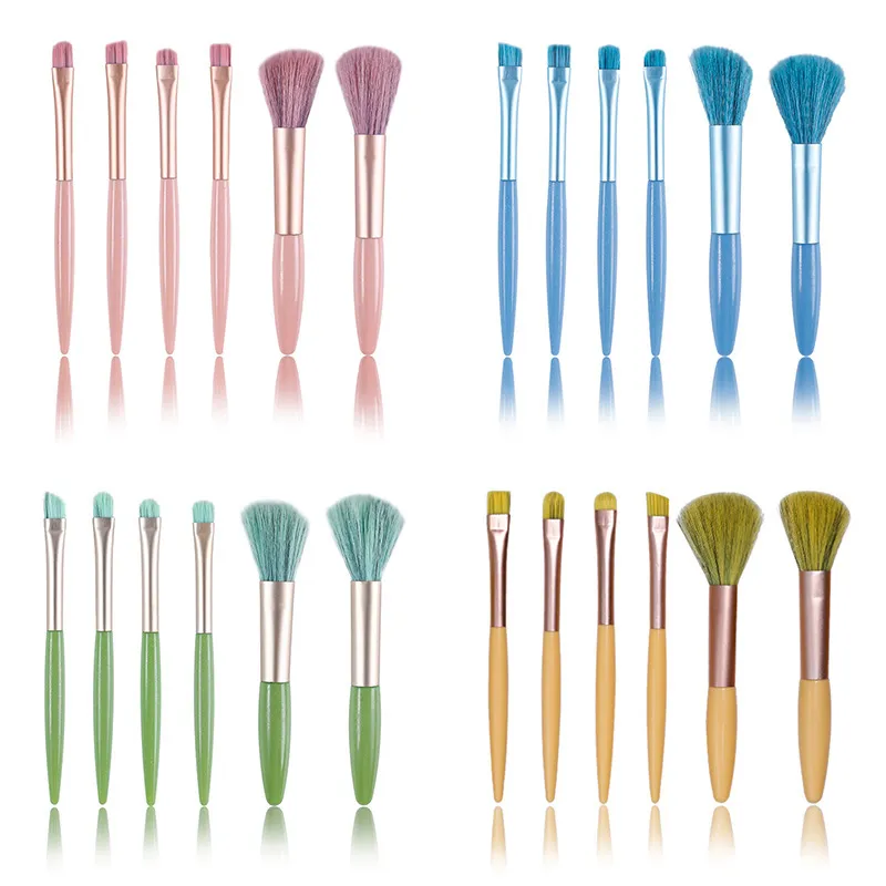 Women Simple Portable 6 Soft Hair Eyeshadow Blush Beauty Makeup Tools Brush Set