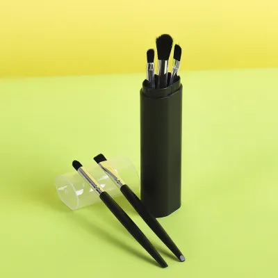 Women Simple Barrel Eyeshadow Eyeliner Makeup Brush Set 5 Pieces Portable Man-Made Fiber