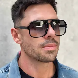 Double Bridge Goggles Fashion Men Square Sunglasses