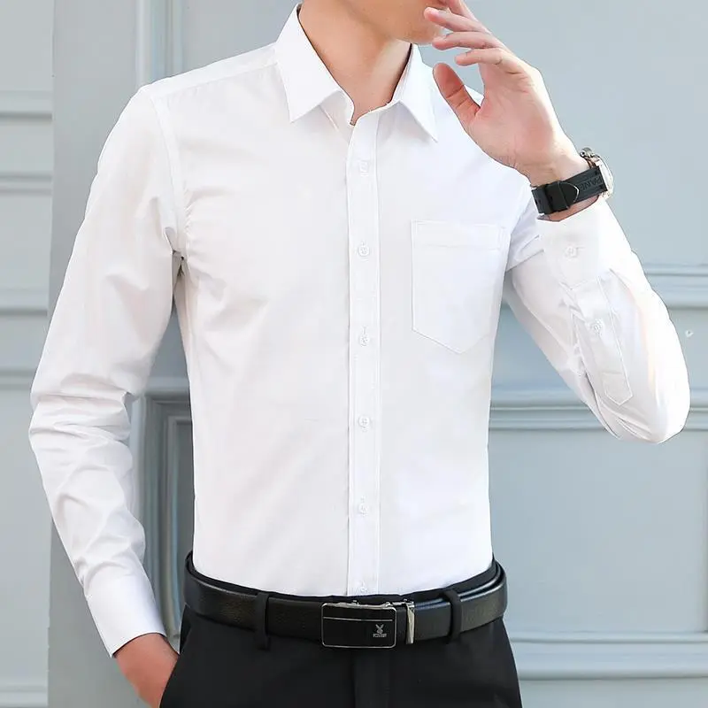 Women Basic Breathable Business Casual Slim-Fit Long Sleeve Dress Shirt with Pocket