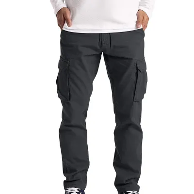 Men Spring Autumn Plus Size Cotton Green Workwear Casual Loose Straight Cargo Pants
