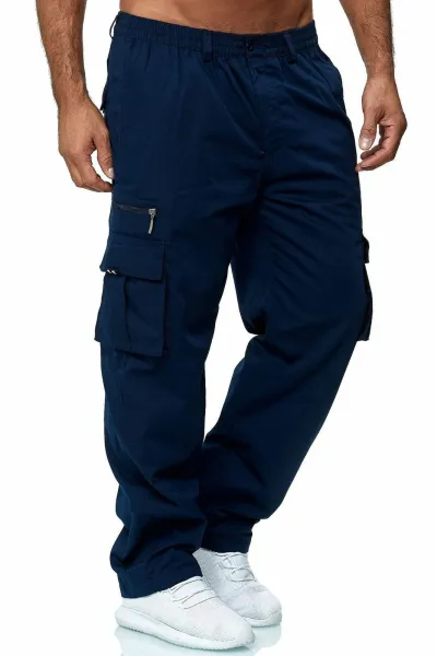 Men Casual Multi-Pocket Loose Straight Outdoor Cargo Fitness Pants