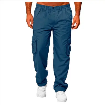 Men Casual Multi-Pocket Loose Straight Outdoor Cargo Fitness Pants